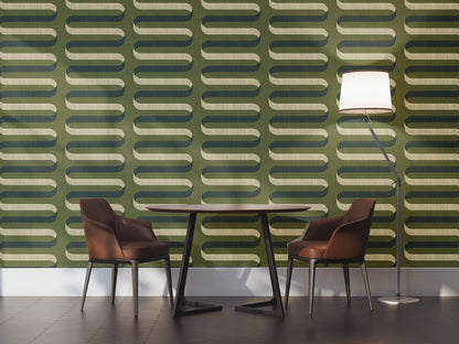 Mitchell Black Shape of Color Folding Ribbon Wallpaper - Olive