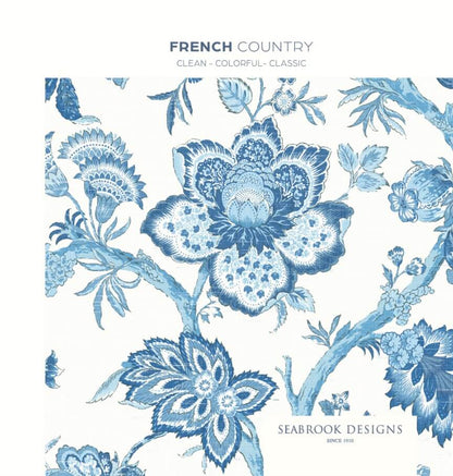 Seabrook French Country Cossette Wallpaper - Denim Wash