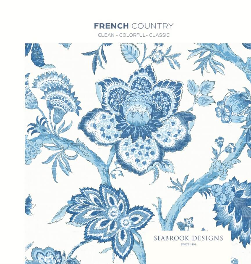 Seabrook French Country Colette Chinoiserie Wallpaper - Bleu Bisque