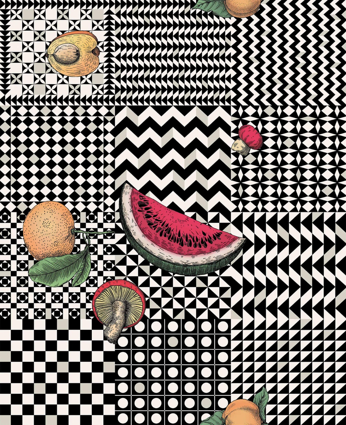 Cole & Son Fornasetti Senza Tempo II Frutta E Geometrico Wallpaper - Multi