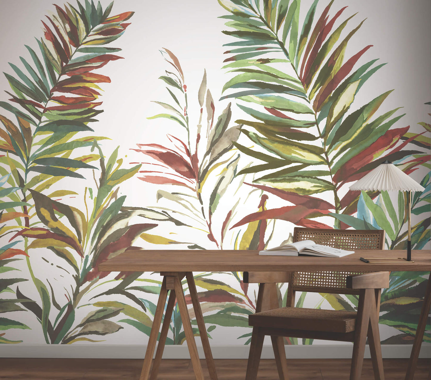 York Woodnote Swaying Palms Wall Mural - Rouge & Mink