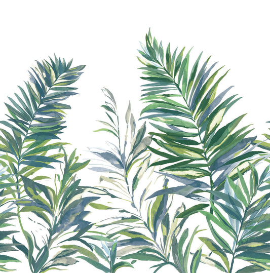 York Woodnote Swaying Palms Wall Mural - Green & Blue