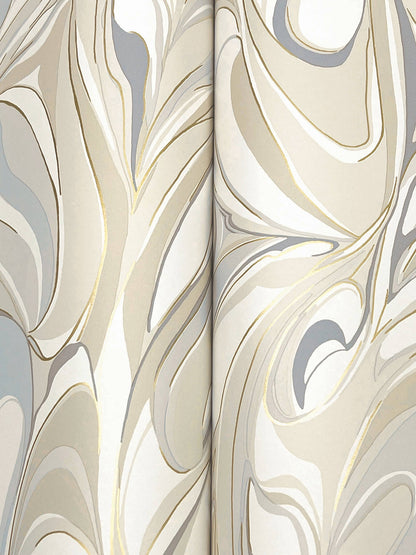York Woodnote Achate Wallpaper - Beige & Grey