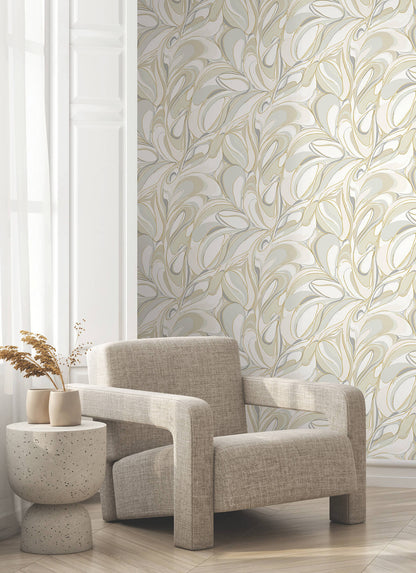 York Woodnote Achate Wallpaper - Beige & Grey