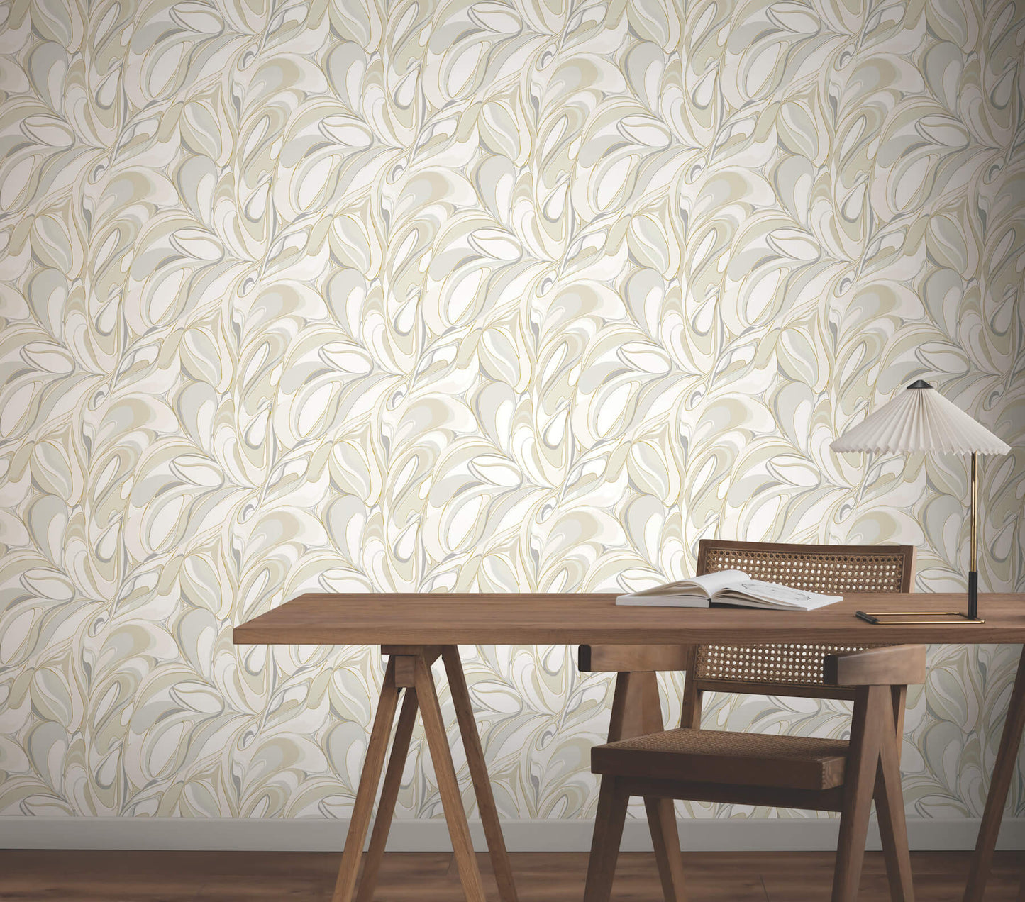York Woodnote Achate Wallpaper - Beige & Grey