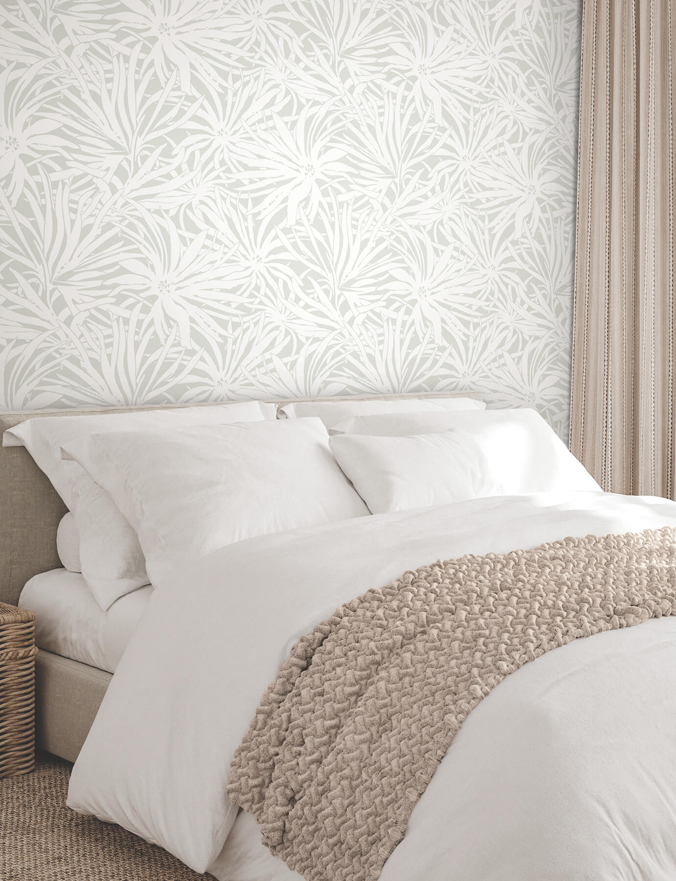 York Woodnote Floral Canopy Wallpaper - Grey