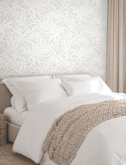 York Woodnote Floral Canopy Wallpaper - Grey