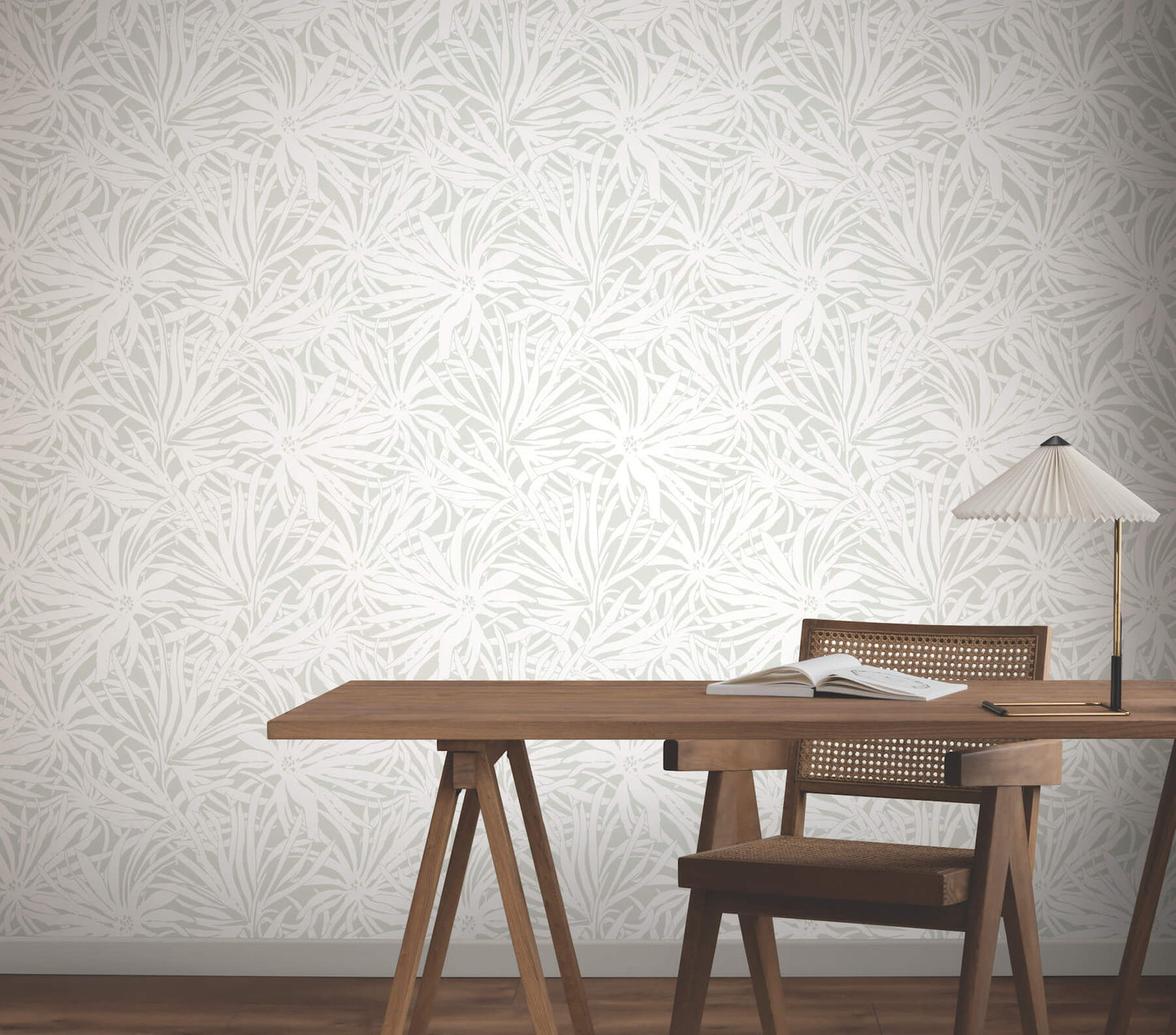 York Woodnote Floral Canopy Wallpaper - Grey