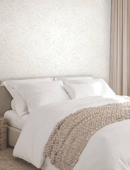 York Woodnote Floral Canopy Wallpaper - Cream
