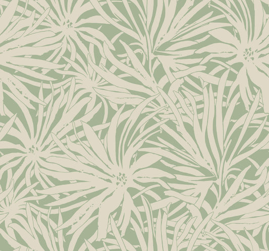York Woodnote Floral Canopy Wallpaper - Olive