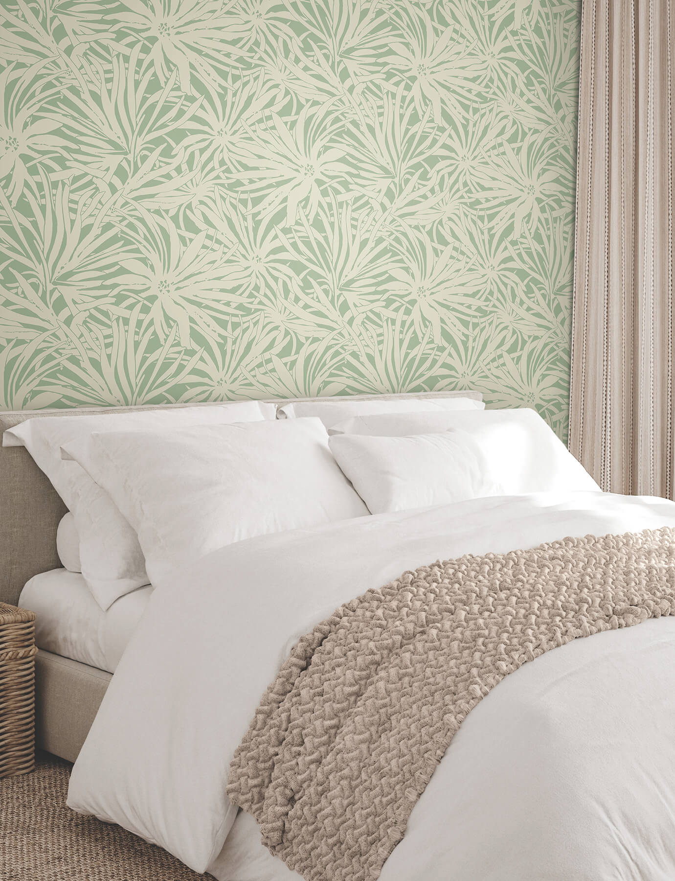 York Woodnote Floral Canopy Wallpaper - Olive