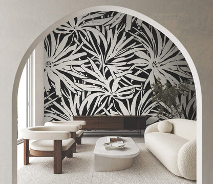 York Woodnote Floral Canopy Wall Mural - Black
