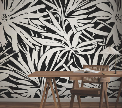 York Woodnote Floral Canopy Wall Mural - Black