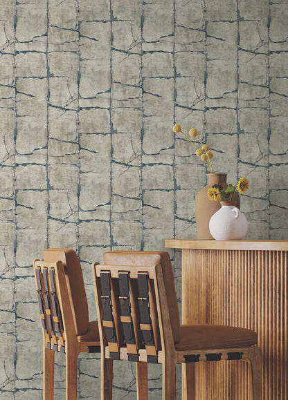 York Woodnote Mojave Wallpaper - Gray & Navy