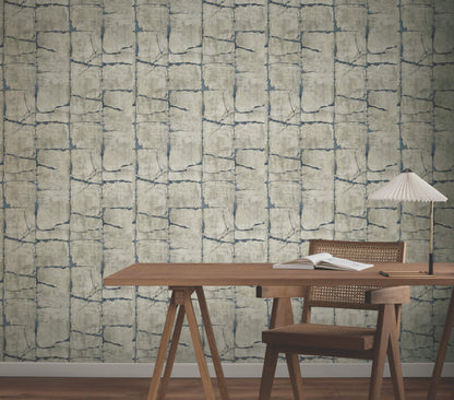 York Woodnote Mojave Wallpaper - Gray & Navy