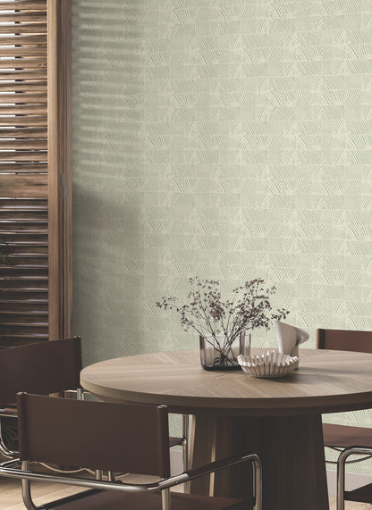 York Woodnote Woodcut Wallpaper - Green & Stone