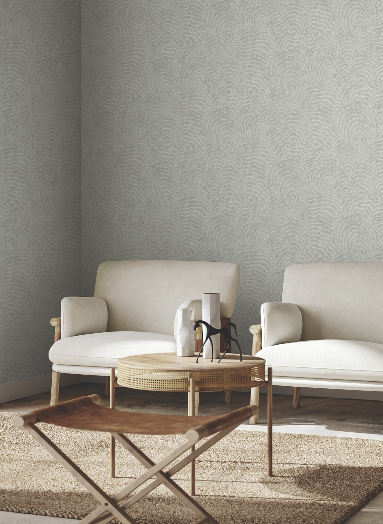York Woodnote Ocean Jasper Wallpaper - Grey