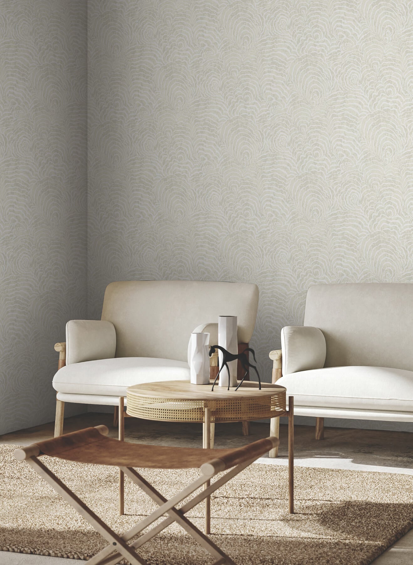 York Woodnote Ocean Jasper Wallpaper - White