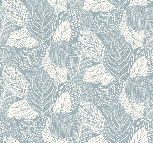 Greenhouse Vinca Wallpaper - Smokey Blue