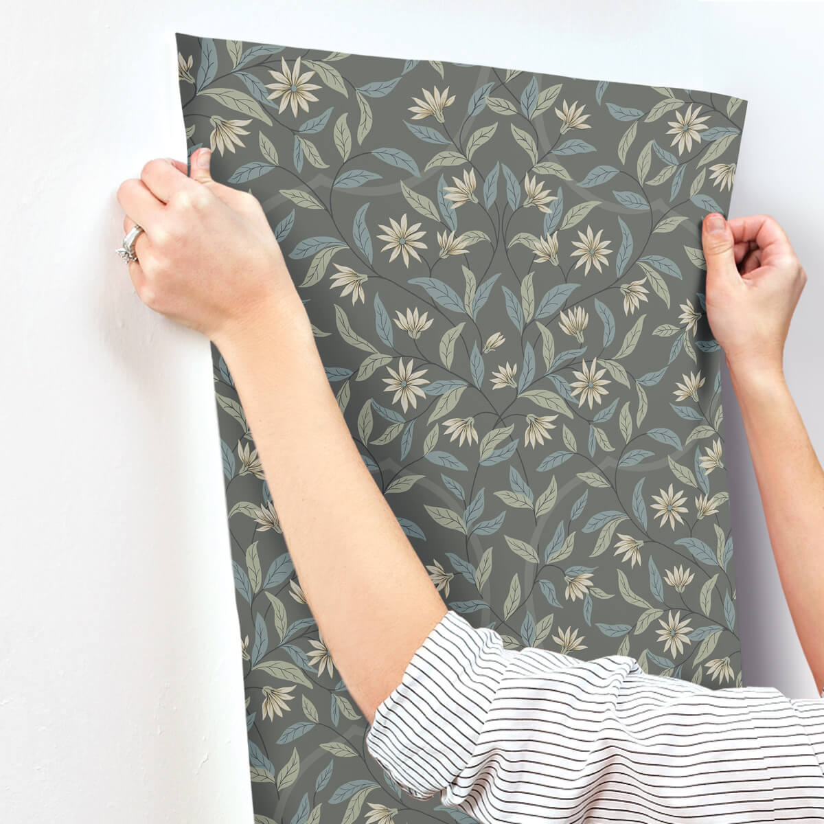 Greenhouse Jasmine Wallpaper - Charcoal