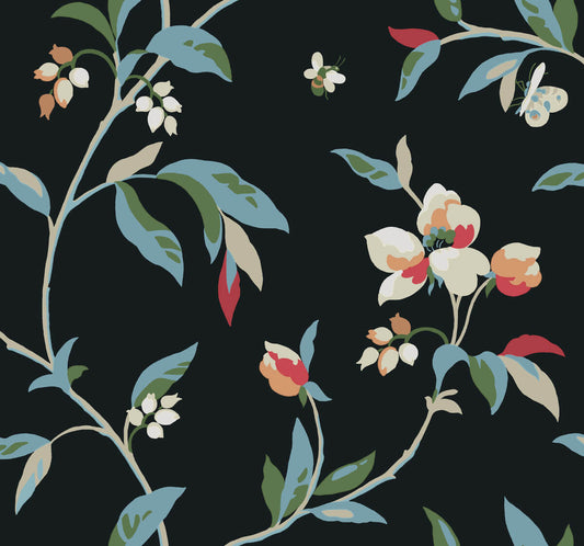 Greenhouse Springtime Wallpaper - Midnight & Multi