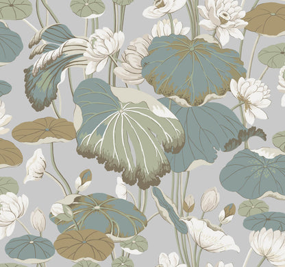Greenhouse Lotus Pond Wallpaper - Heather & Cotton