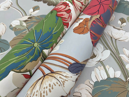 Greenhouse Lotus Pond Wallpaper - Cotton & Peacock