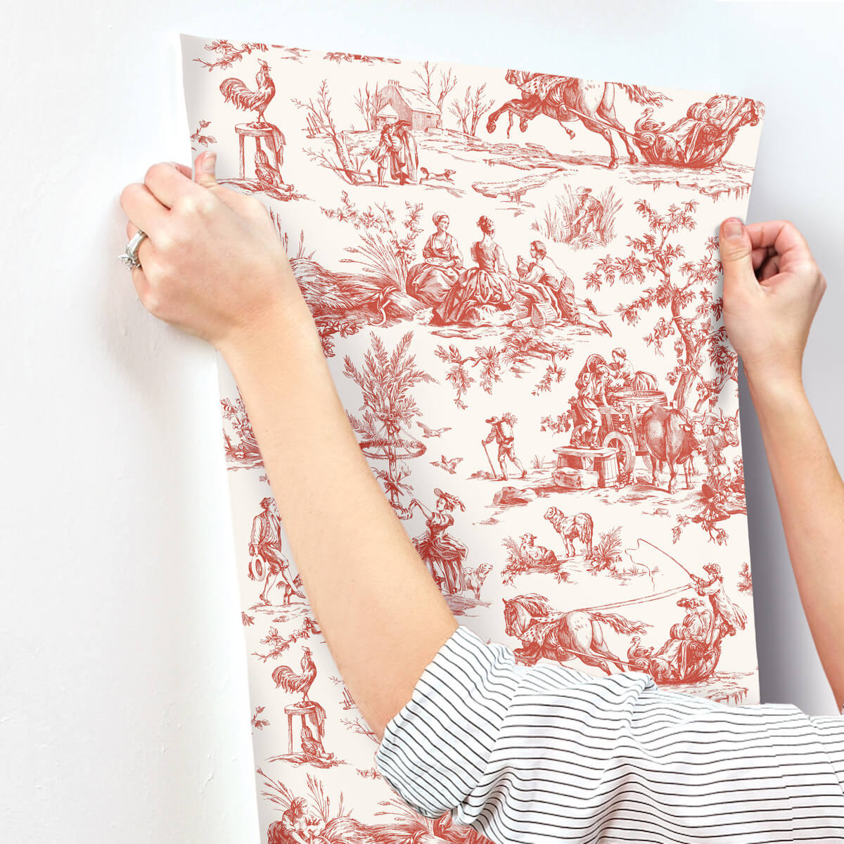 Toile Resource Library Seasons Toile Wallpaper - Red