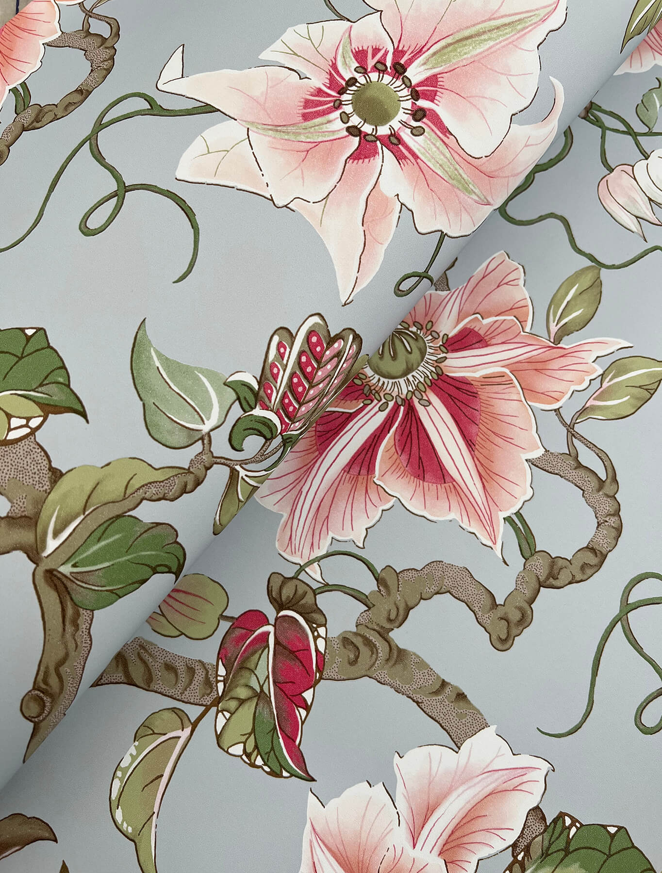 Ronald Redding Classics Marguerite Vine Wallpaper - Blue