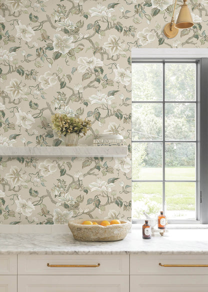 Ronald Redding Classics Marguerite Vine Wallpaper - Taupe