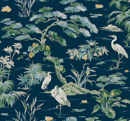 Ronald Redding Classics Bridgewater Wallpaper - Navy