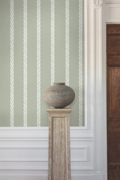 Ronald Redding Classics Braided Stripe Wallpaper - Green