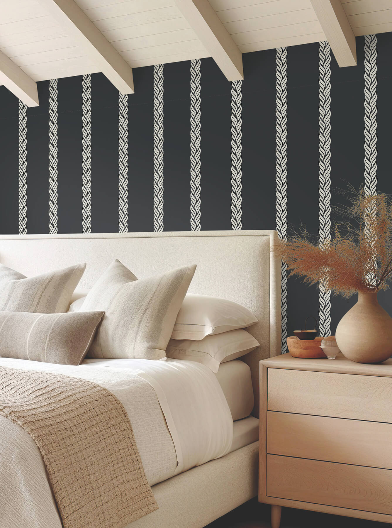 Ronald Redding Classics Braided Stripe Wallpaper - Black