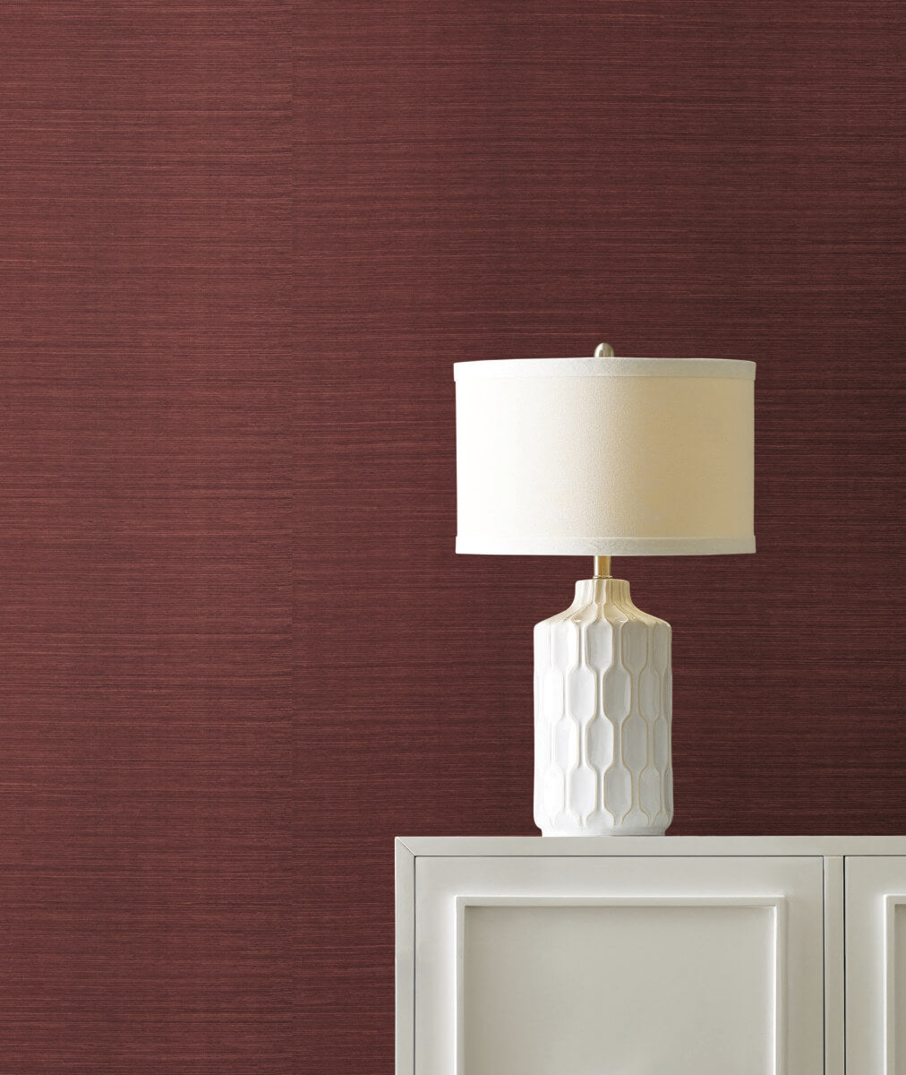 York Designer Sisals Grasscloth Wallpaper - Mulberry