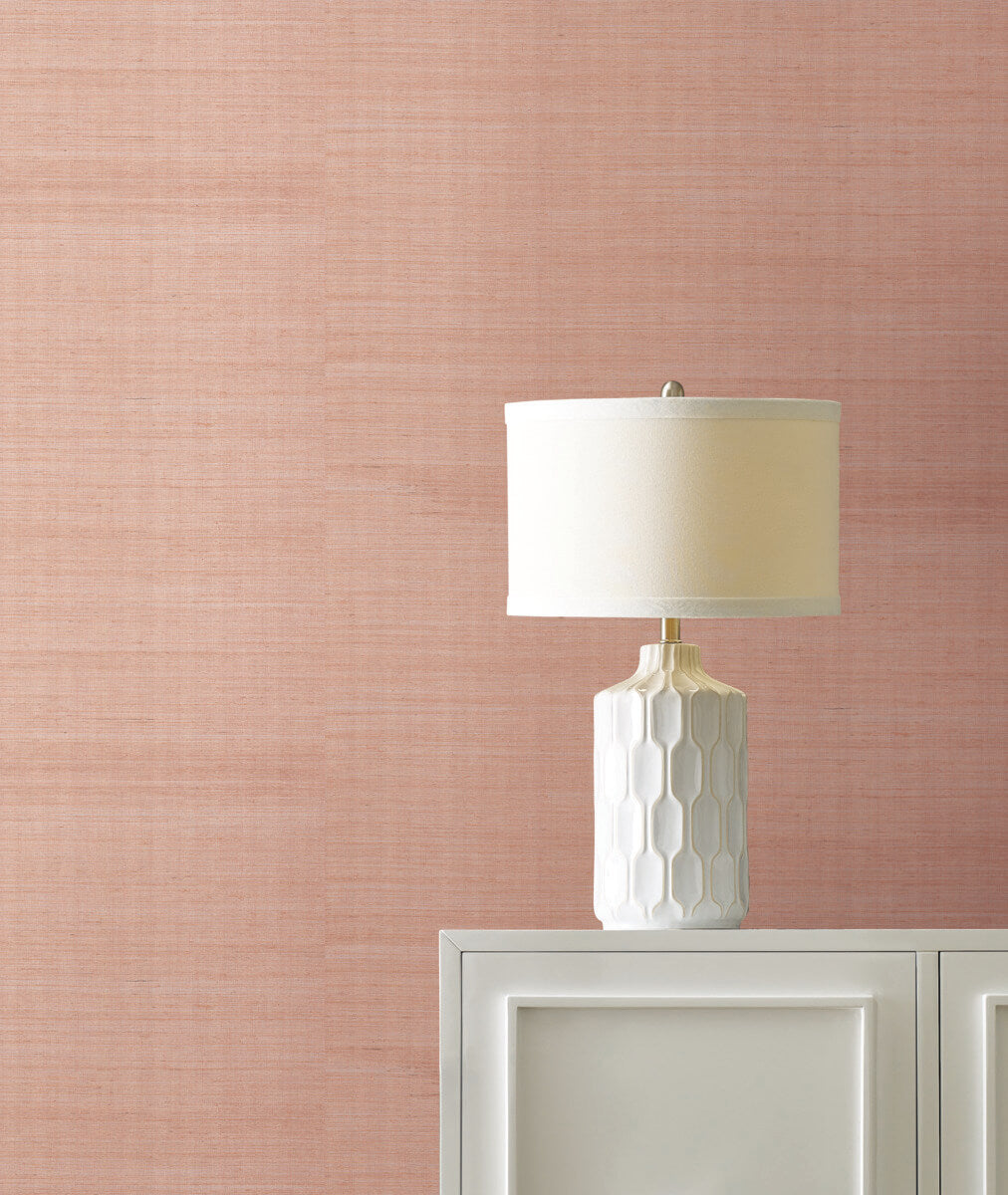 York Designer Sisals Grasscloth Wallpaper - Rose