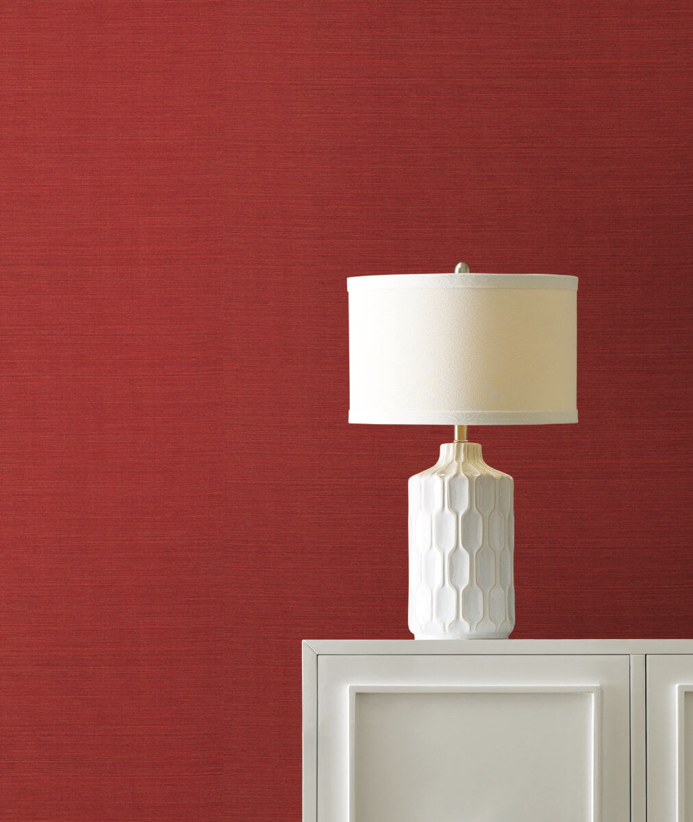 York Designer Sisals Grasscloth Wallpaper - Tomato