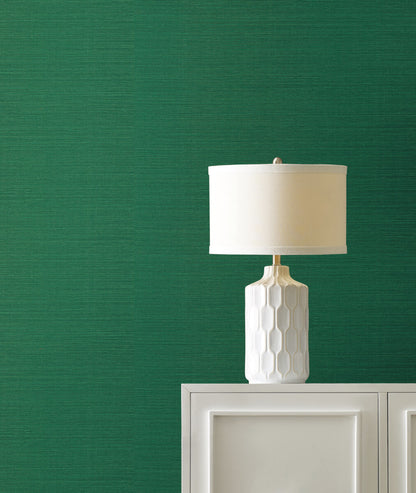 York Designer Sisals Grasscloth Wallpaper - Jade