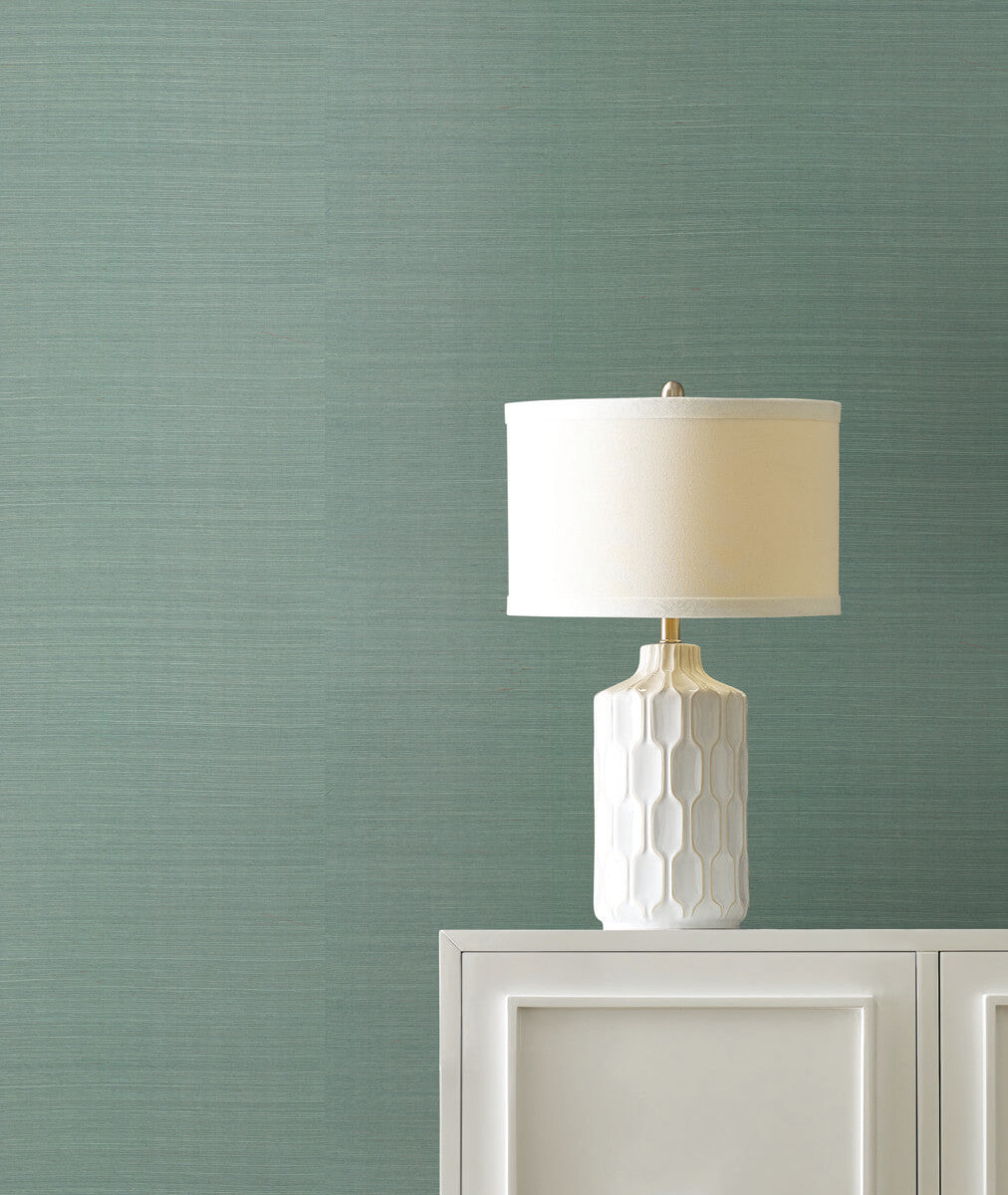 York Designer Sisals Grasscloth Wallpaper - Spruce