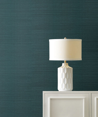 York Designer Sisals Grasscloth Wallpaper - Peacock