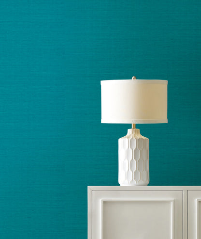 York Designer Sisals Grasscloth Wallpaper - Lagoon