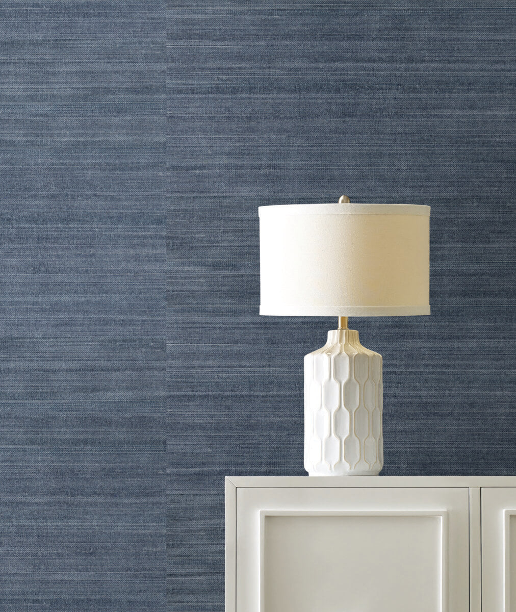 York Designer Sisals Grasscloth Wallpaper - Denim