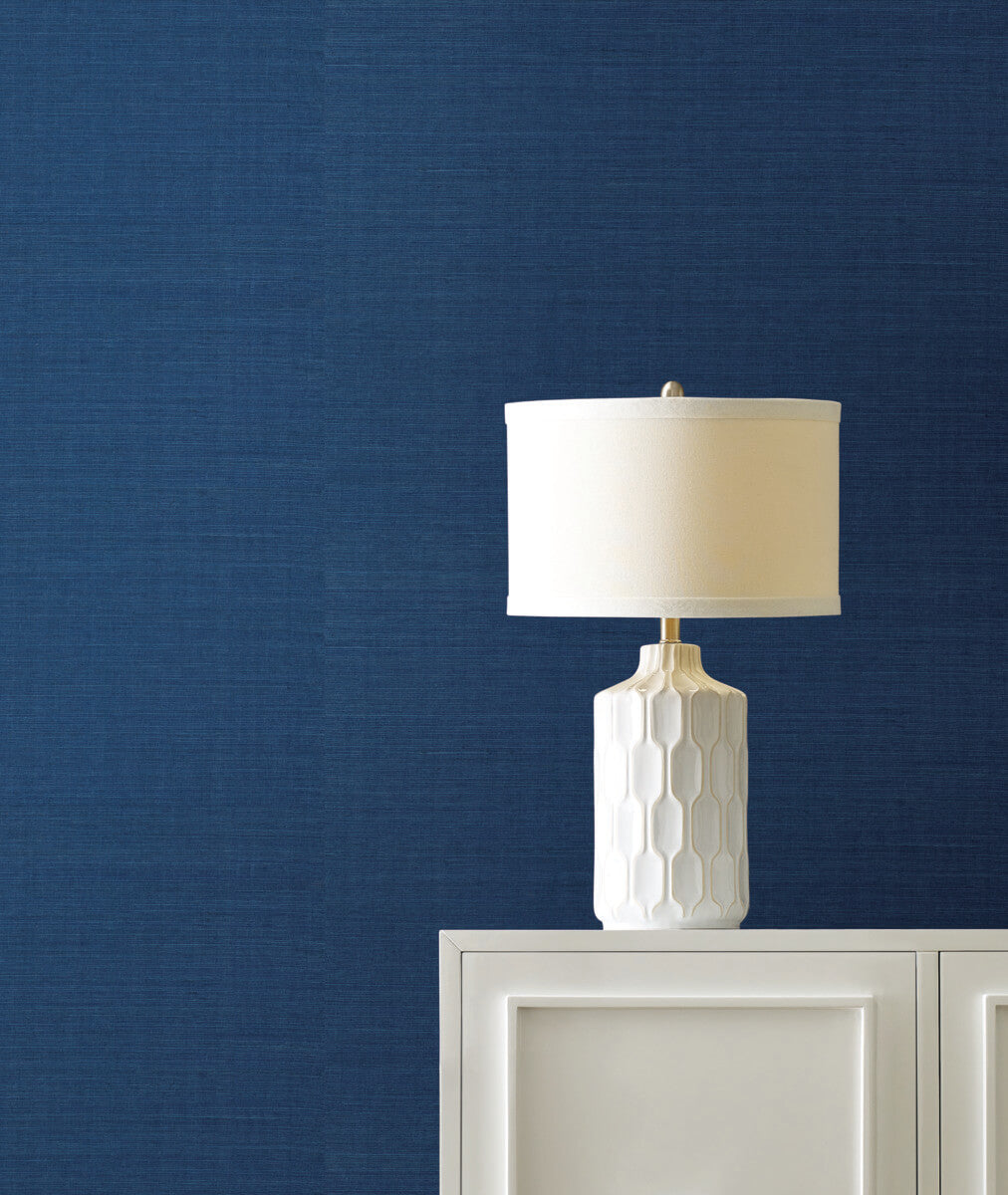 York Designer Sisals Grasscloth Wallpaper - Lapis