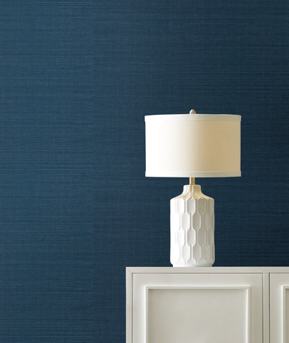 York Designer Sisals Grasscloth Wallpaper - Indigo