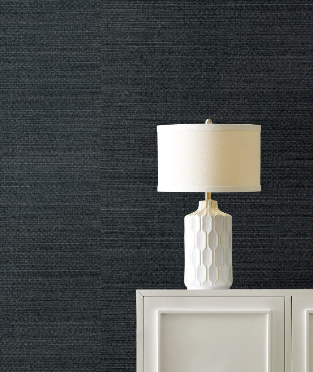York Designer Sisals Grasscloth Wallpaper - Gunmetal
