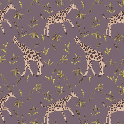 Mitchell Black Gentle Giraffe Wallpaper - Grape Chartreuse