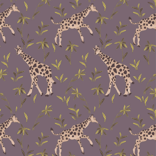 Mitchell Black Gentle Giraffe Wallpaper - Grape Chartreuse