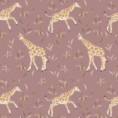Mitchell Black Gentle Giraffe Wallpaper - Mauve Cream
