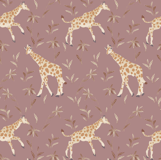 Mitchell Black Gentle Giraffe Wallpaper - Mauve Cream