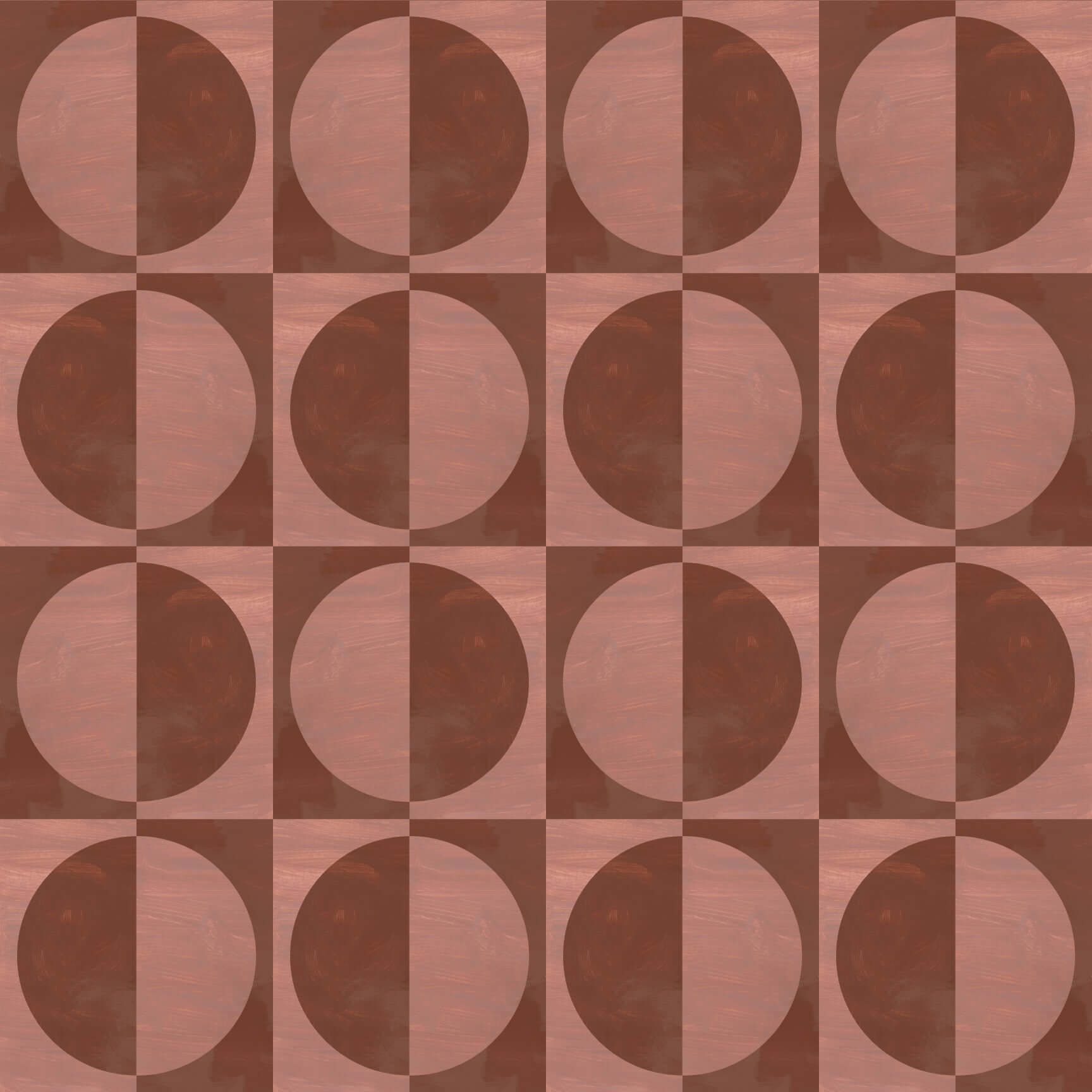 Checkered pattern with alternating brown and beige circles on a brown background