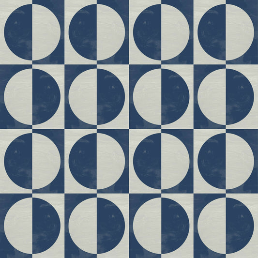 Mitchell Black Glass Half Full Wallpaper - Navy